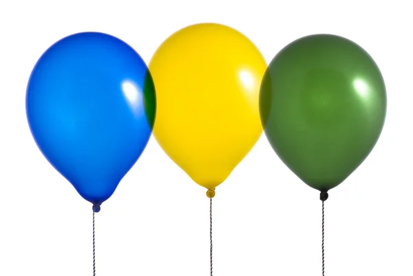 Τρεις μπαλόνια σε άσπρο φόντο在白色背景上的三个气球 — 图库照片