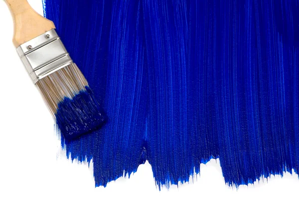 Mavi boya fırçası — Stok fotoğraf