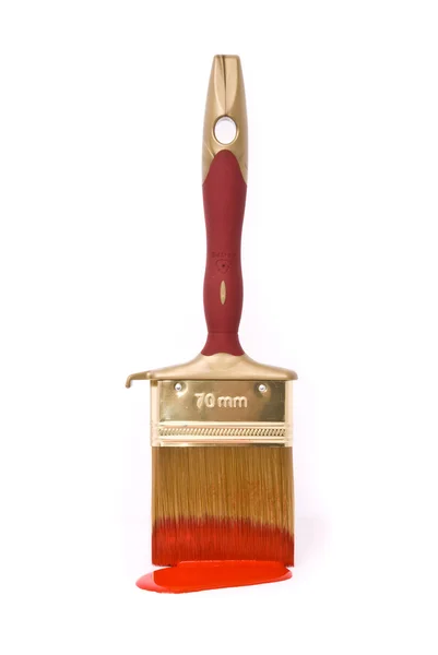 Profesjonalny pędzel z farbą czerwony — Zdjęcie stockowe