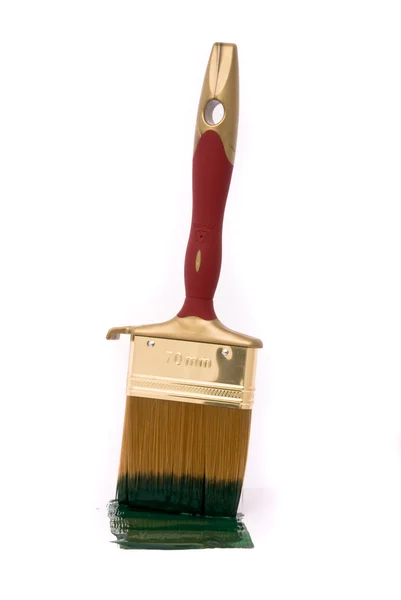 Cepillo profesional con pintura verde —  Fotos de Stock