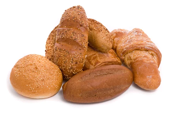 Verse broodjes op een witte achtergrond — Stockfoto