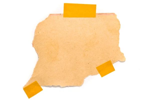 Isolated grungy taped up paper — Stock Photo, Image