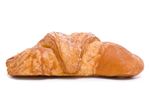 在白色背景上的单一新鲜面包 — 图库照片