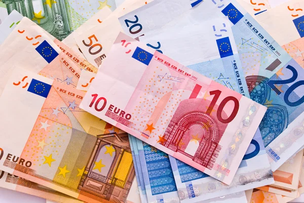 Fondo de billetes en euros — Foto de Stock