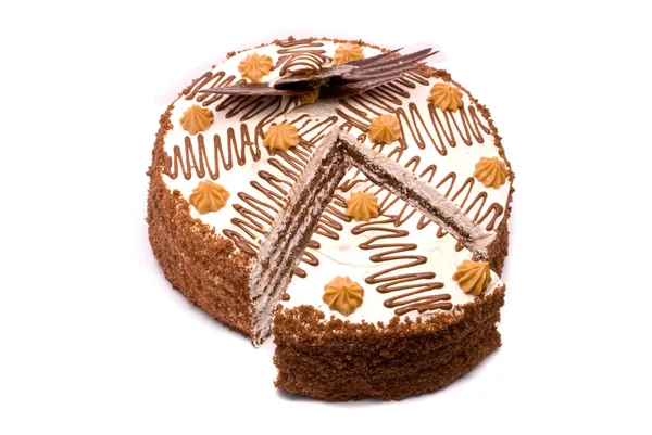 Plăcintă de ciocolată pe un fundal alb — Fotografie, imagine de stoc