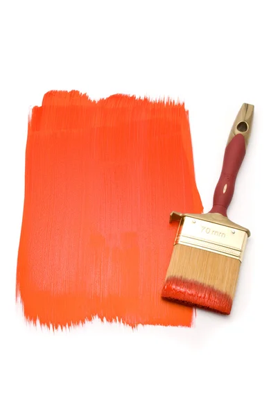 Escova com tinta vermelha — Fotografia de Stock