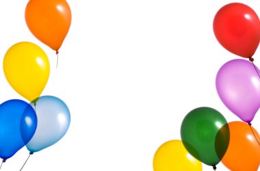 Rainbow balloons on white background clipart