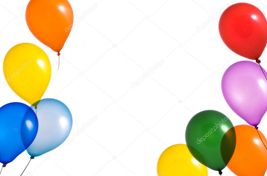 Rainbow balloons on white background
