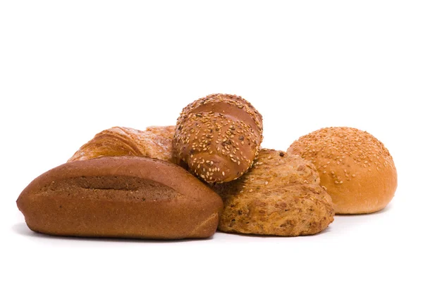 Verse broodjes op een witte achtergrond — Stockfoto