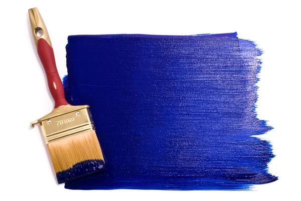 Cepillo profesional con pintura azul — Foto de Stock