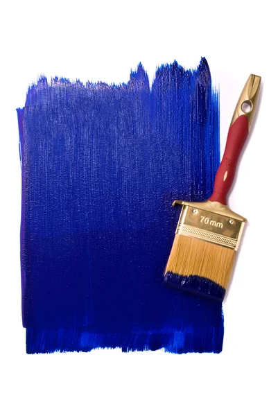Spazzola professionale con vernice blu — Foto Stock
