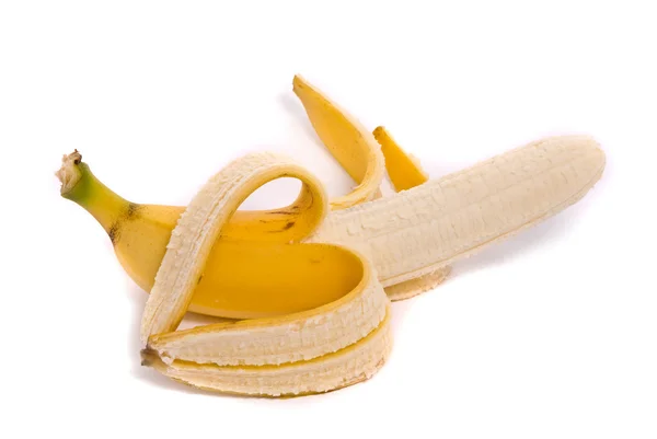 Μια ενιαία αποφλοιωμένες νωπών μπανανών — Φωτογραφία Αρχείου