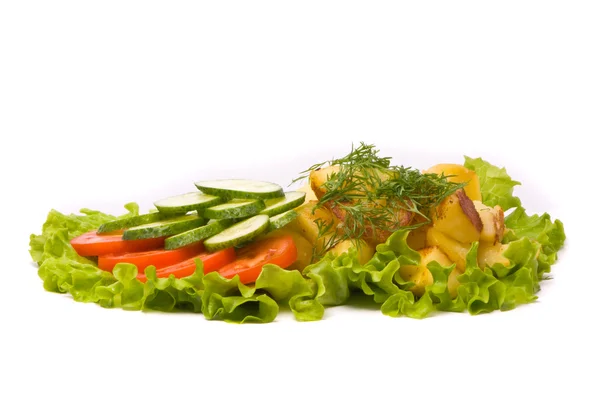 Sült burgonyával, friss uborka — Stock Fotó