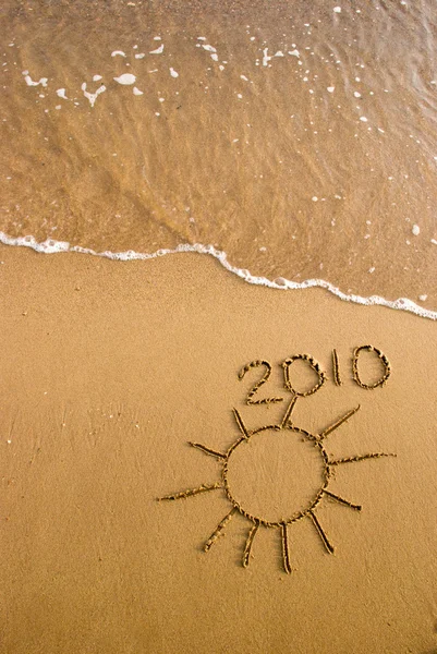 砂に書いた 2010 年 — ストック写真