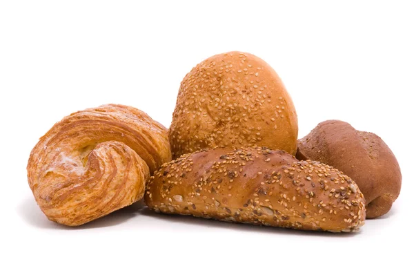 Fresh buns on a white background — Stock Photo, Image