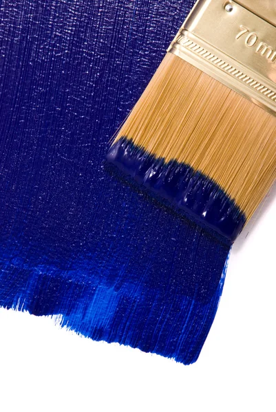 Επαγγελματική βούρτσα με μπλε χρώμα — Φωτογραφία Αρχείου