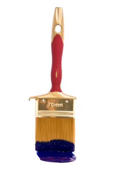 Brush with blue paint — Stock Photo, Image