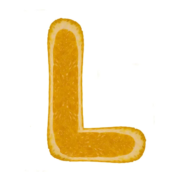 柑橘的字体。字母 l — 图库照片