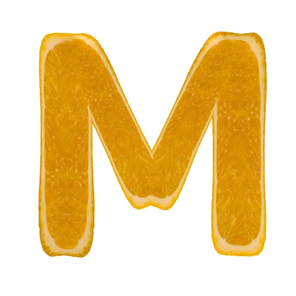 柑橘的字体。字母 m — 图库照片
