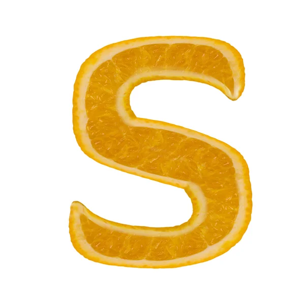柑橘的字体。字母 s — 图库照片