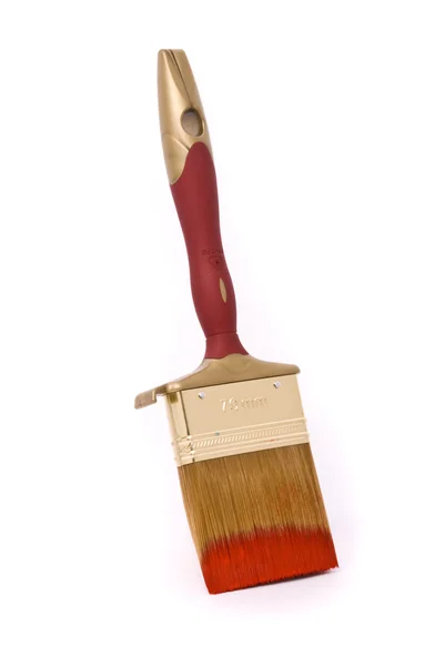 Kırmızı boya ile profesyonel fırça — Stok fotoğraf