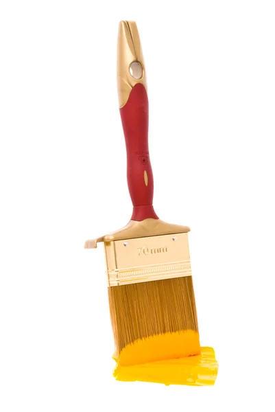 Profesyonel fırça ile sarı boya — Stok fotoğraf