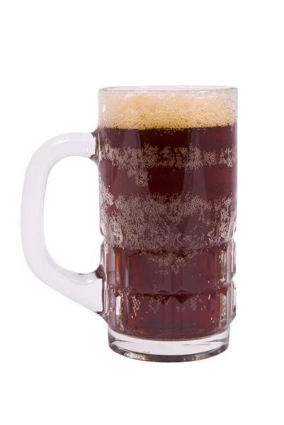 Grande tazza piena di birra scura con schiuma — Foto Stock