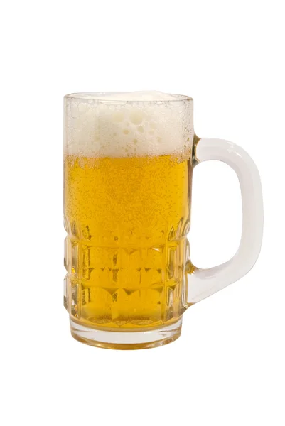 Большая кружка, полная пива с пеной — стоковое фото