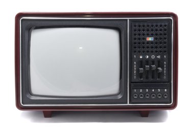 eski beyaz bir arka plan üzerinde tv