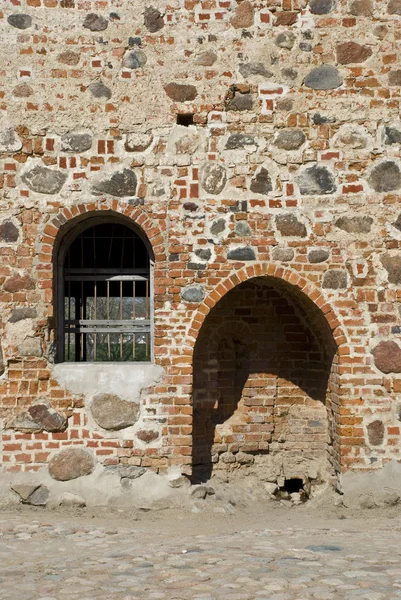 Mittelalterliche Backsteinmauer Hintergrund — Stockfoto