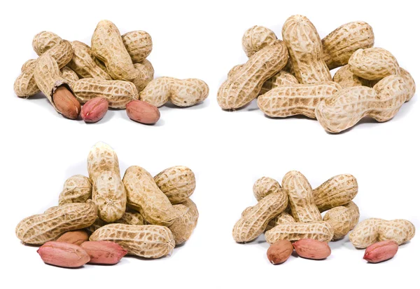 Macro tiros amendoins, isoliated em branco — Fotografia de Stock