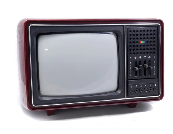 Vintage-Fernseher auf weißem Hintergrund — Stockfoto