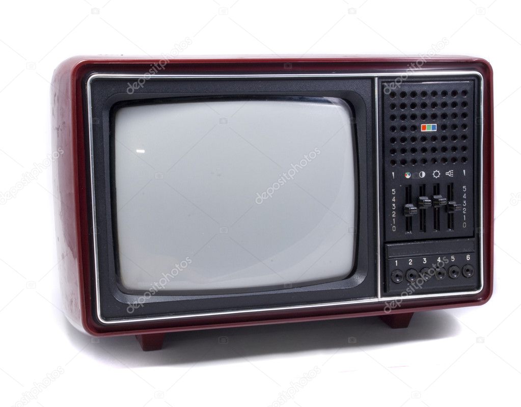 Vintage TV over a white background