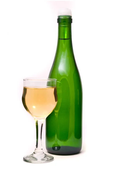 Bottiglia di vino e bicchiere — Foto Stock