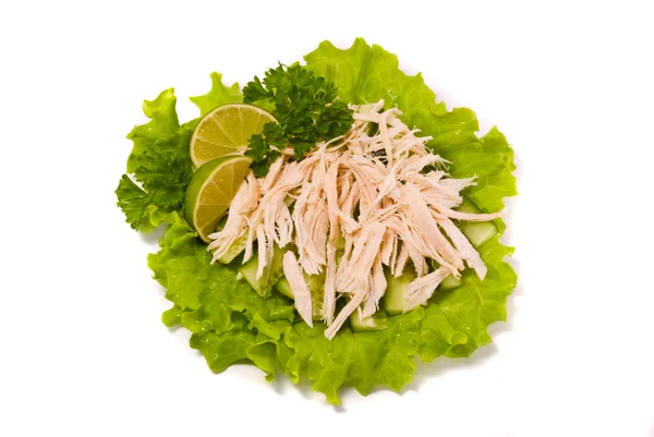 Salata salatalık, tavuk ve kireç — Stok fotoğraf