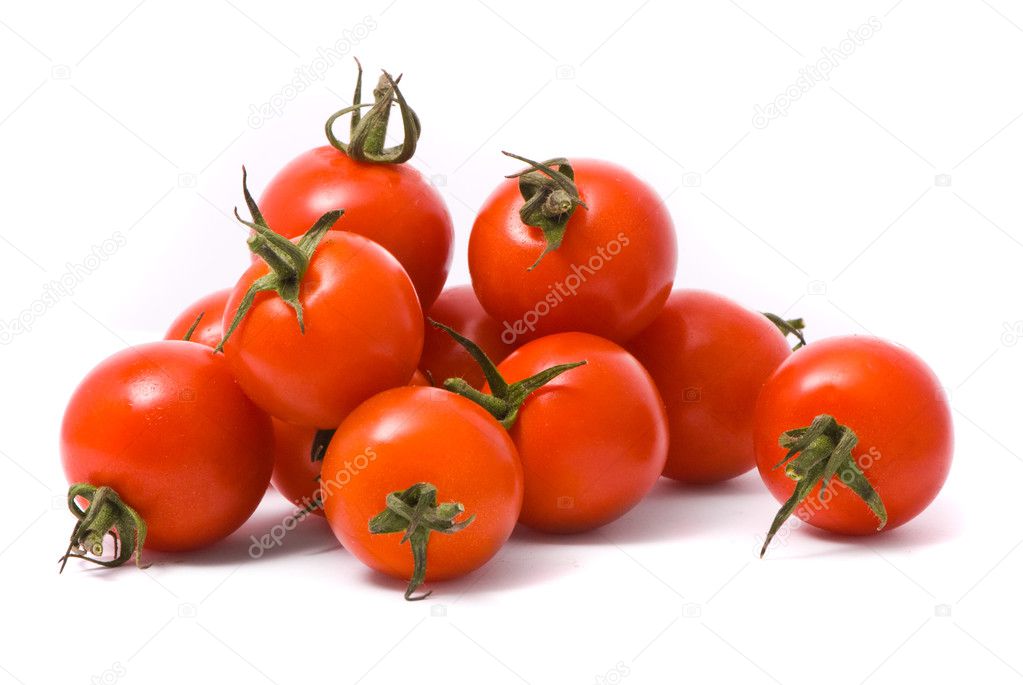 Cherry tomatoes on studio white