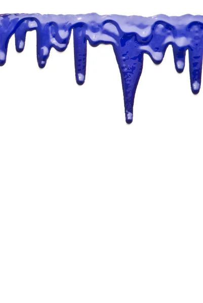 Blue paint pouring on white — Stock Photo, Image