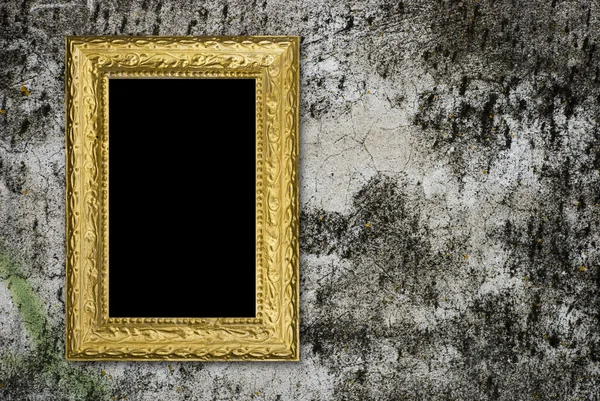 Old grunge wall with vintage gold frame — Stock Photo, Image