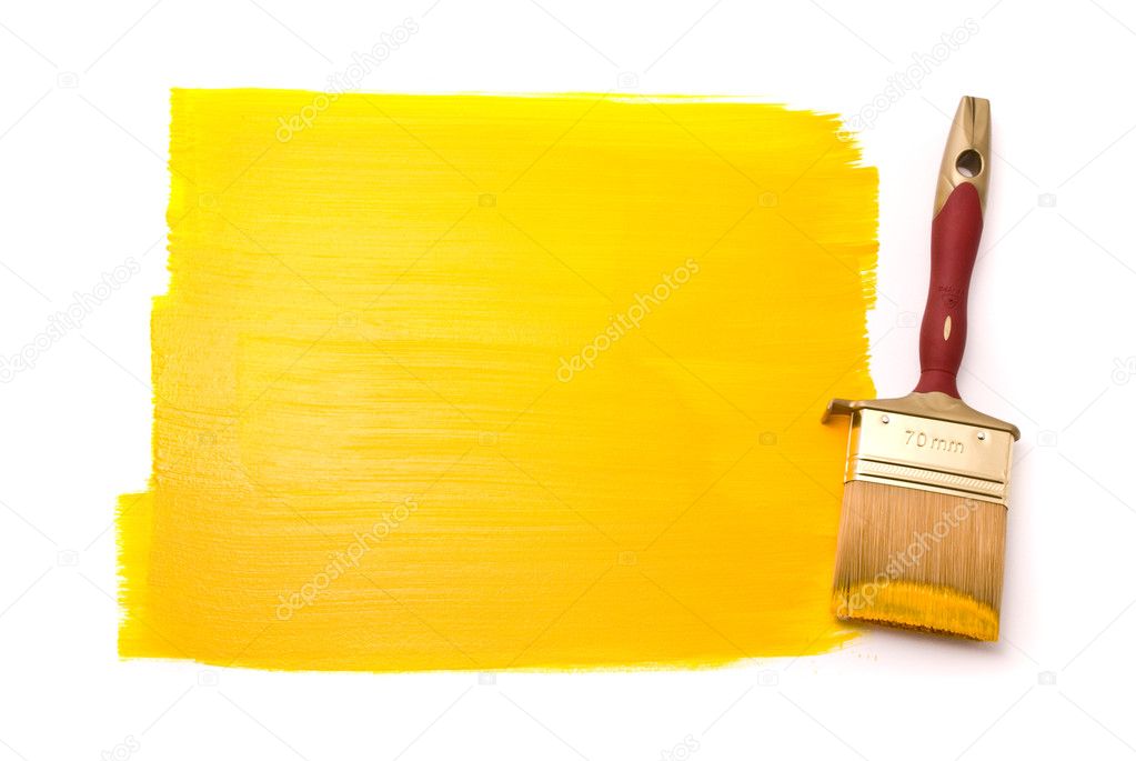 Professional brush with yellow paint
