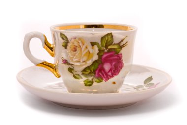 Teacup and saucer on a white background clipart