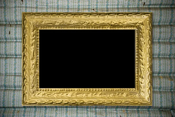 Antigua pared grunge con marco de oro — Foto de Stock