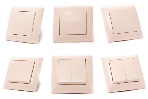Elektrik düğmelerini beyaz set — Stok fotoğraf