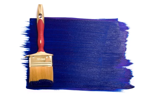 Professional brush with blue paint — Stock Photo, Image