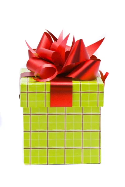 Macro shot of gift on white background — Stock Photo, Image