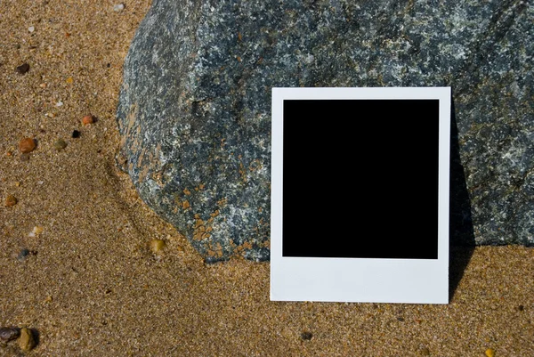 Clear photo card on a stone background — Stock Photo, Image