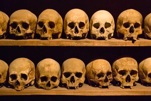 stock image Human skulls in a crypt