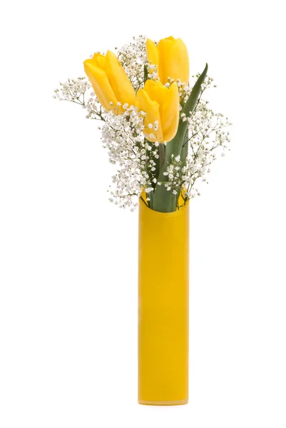 Аромат из желтых тюльпанов в вазе — стоковое фото