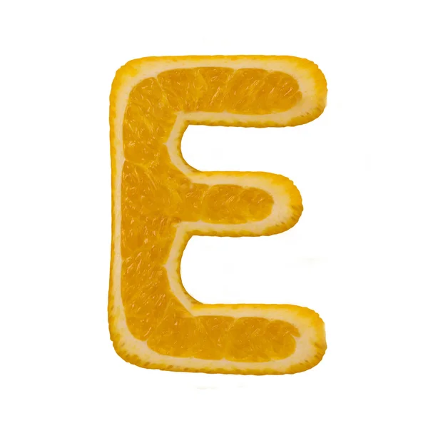 Цитрусовый шрифт. Буква E — стоковое фото