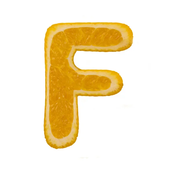 Цитрусовый шрифт. Буква F — стоковое фото