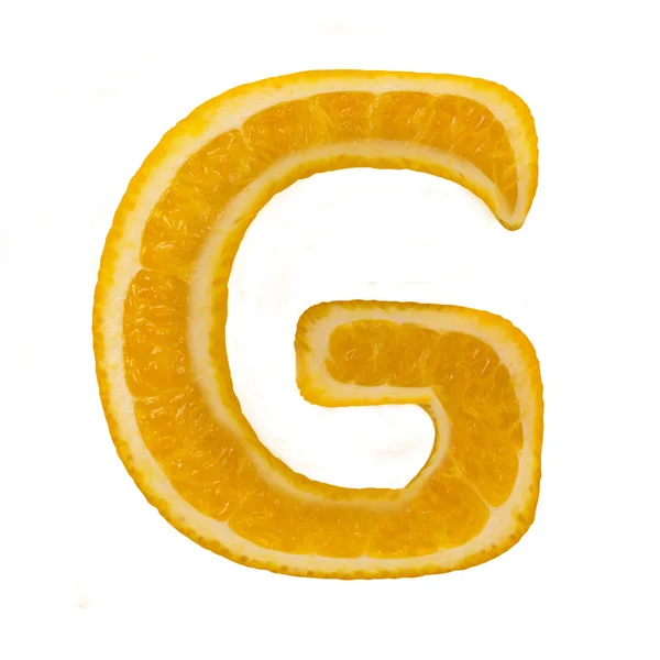 柑橘的字体。字母 g — 图库照片